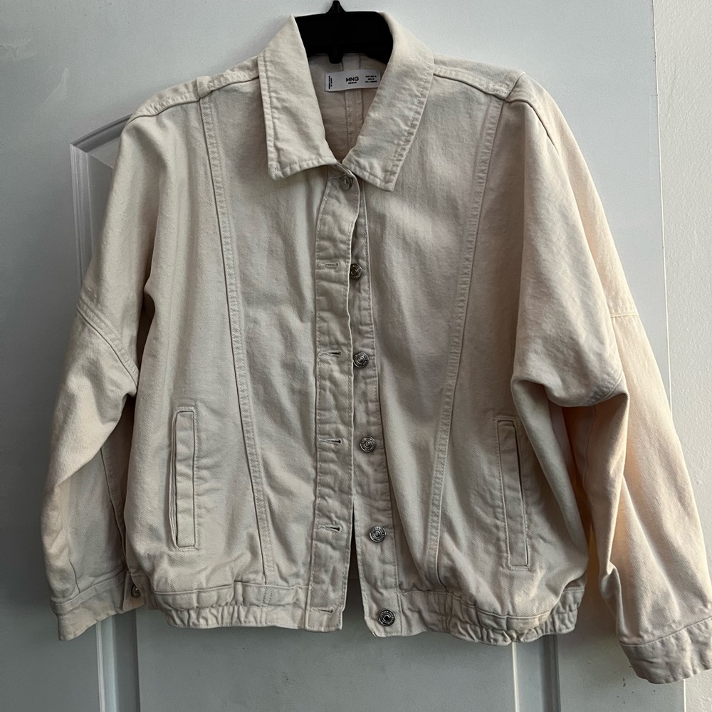 Mango Cream Jean Jacket Lightweight Boxy Fit